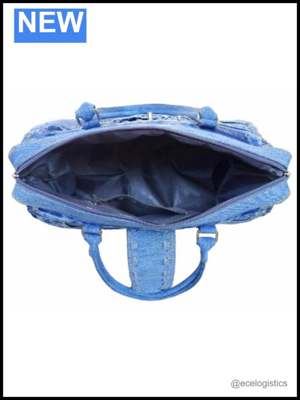 Upcycled Denim Doctor Style Top Handle Satchel Structured Handbag Purse